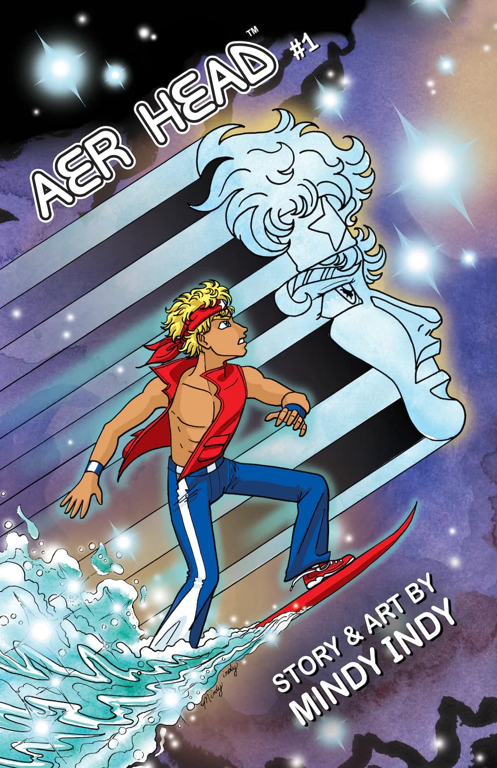 Aer Head #1 comic book cover with surfer hero and wind spirit