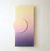 Gradient painting with circular cutout form in purple and yellow tones
