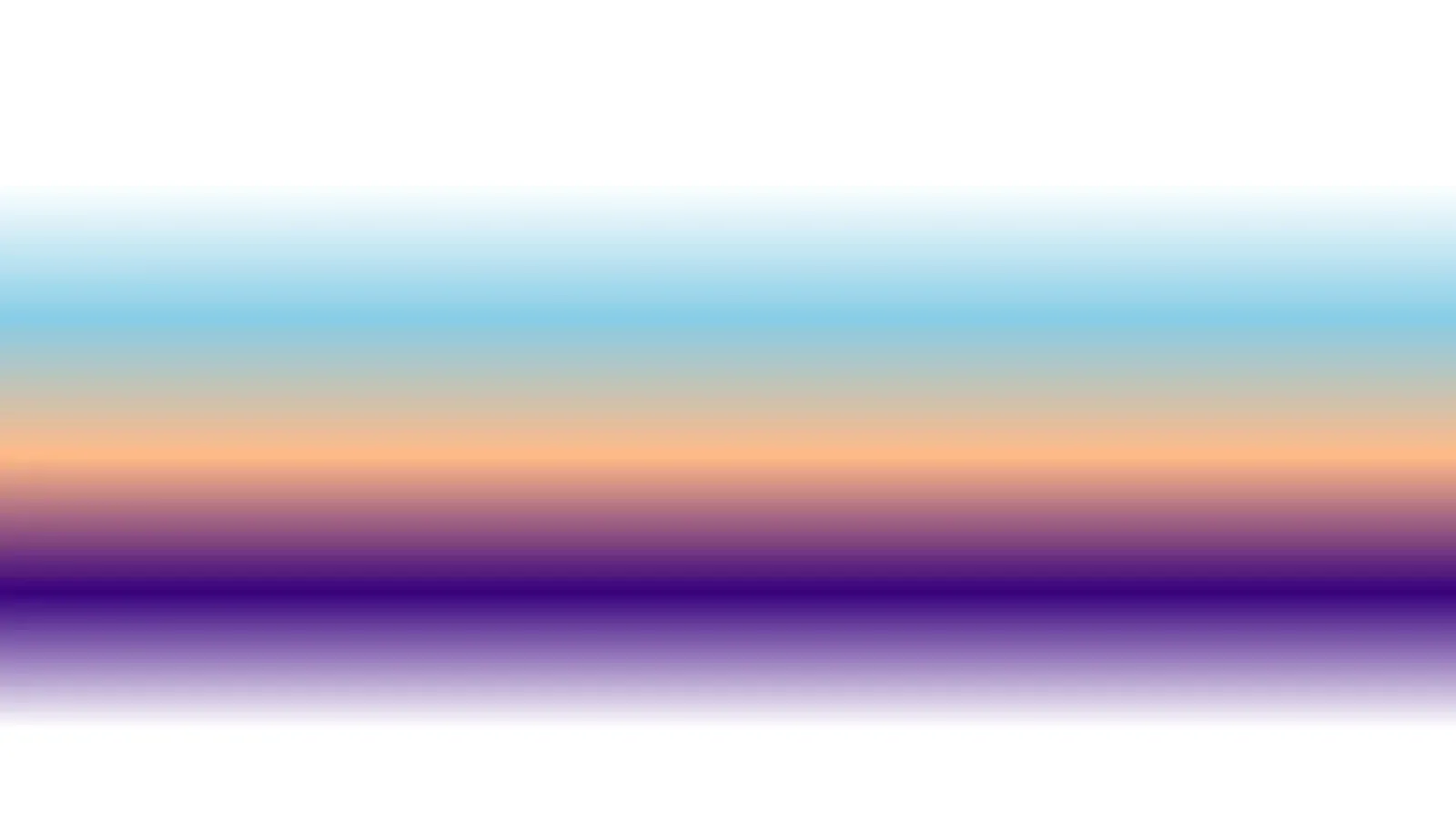 Horizontal gradient composition transitioning from pale blue at top through warm peach tones to deep purple and white at bottom.